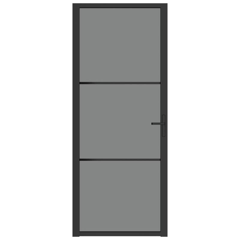 vidaXL Glass Door Interior Door with Alloy Handle ESG Glass and Aluminum Black