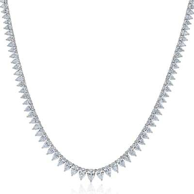 Kobelli 26 Carat Lab Grown Diamond 18k Solid White Gold Pear-cut Tennis Eternity Necklace (EF/VS)