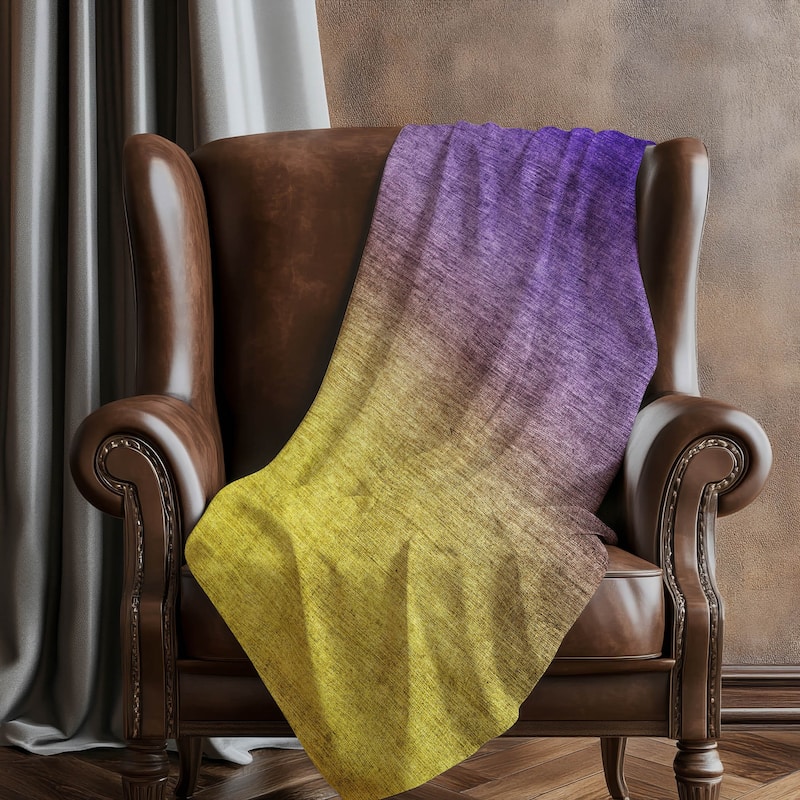 Premium Machine Washable Modern Ombre Sherpa Throw Blanket