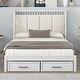 preview thumbnail 2 of 16, Full Size Wood Platform Bed with Upholstered Headboard and 2 Drawers, White