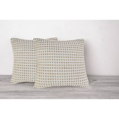 Sevita Reed Natural/White Striped Cotton Throw Pillow, Set of 2