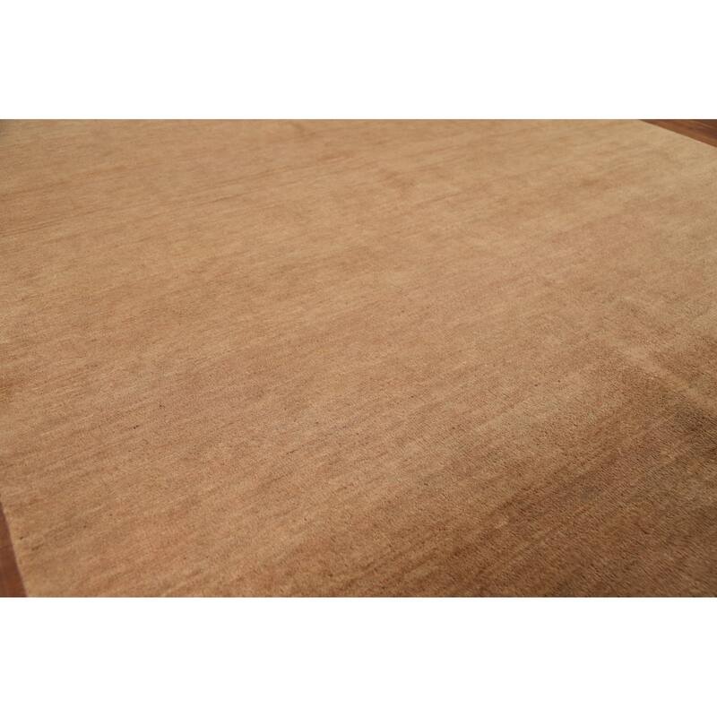 Gold Brown Modern Gabbeh Oriental Area Rug Hand-Knotted Wool Carpet - 5'5" x 8'2"