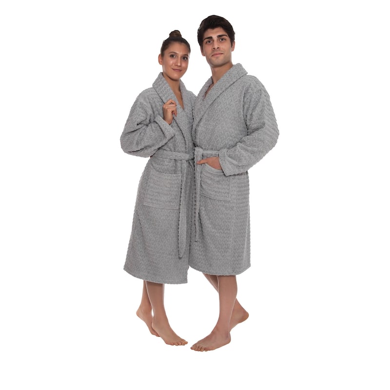 Ozan Premium Home Azure Bathrobes Collection 100% Turkish Cotton Unisex Terry Cloth Bathrobe - SM - Grey