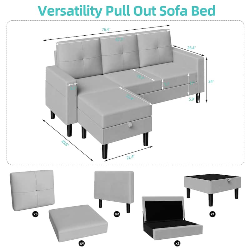 Futzca Convertible Sectional Sofa Couch
