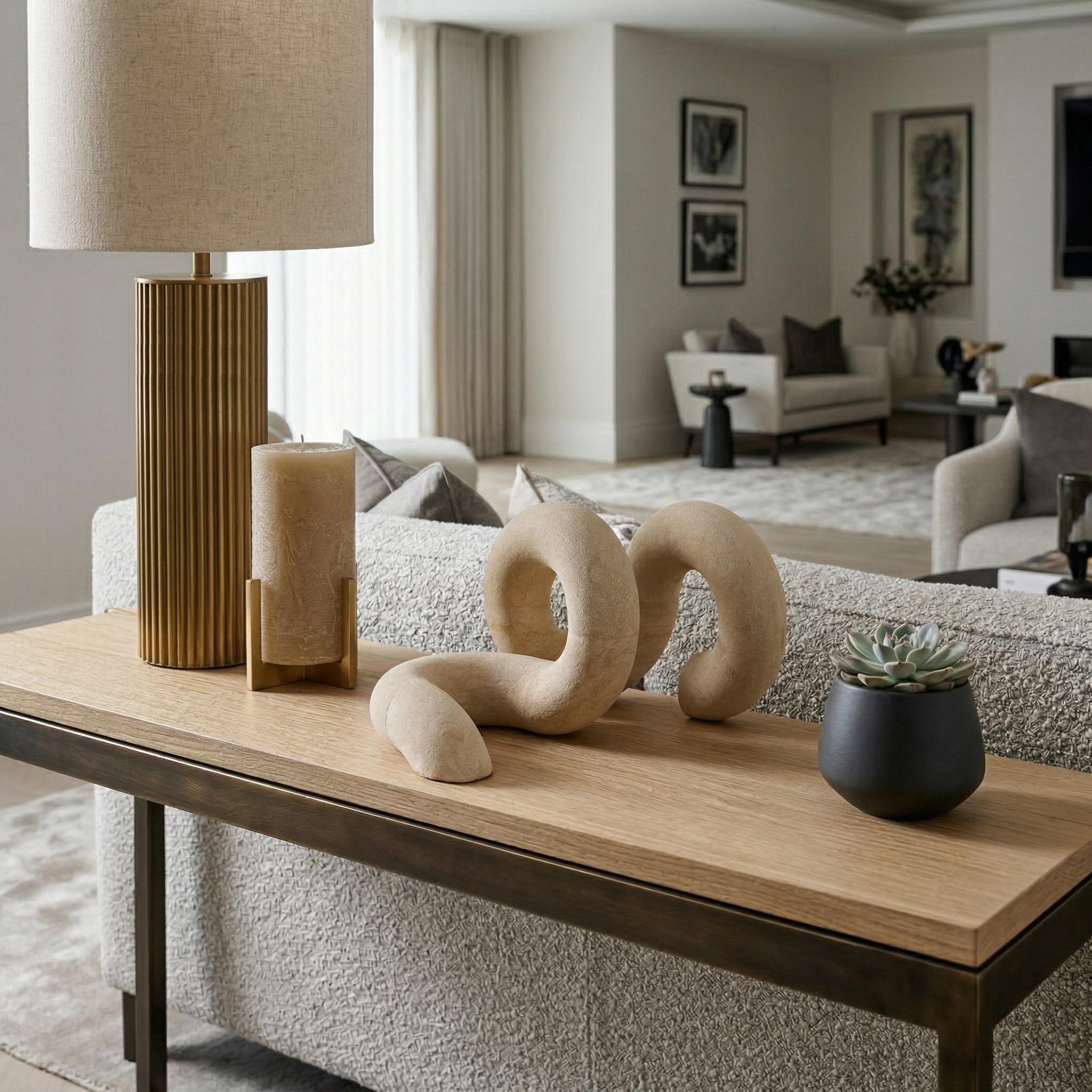 Decorative Object - Ivory Sandstone Abstract Loop, 6 in. - 9.75"