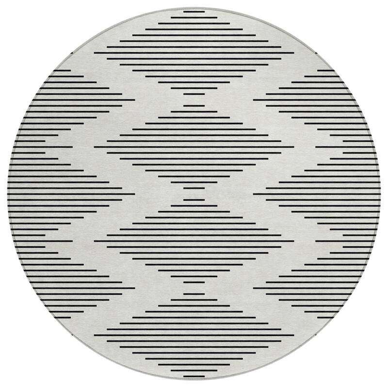 Machine Washable Indoor/ Outdoor Modern Stripe Chantille Rug