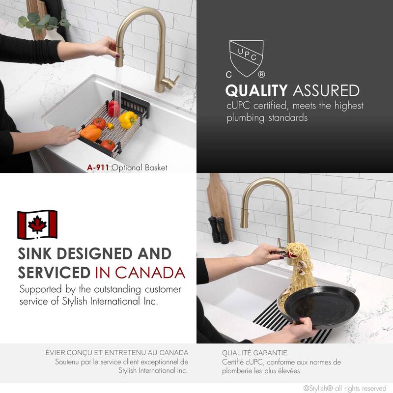 STYLISH Dual Mount 32" Single-Bowl Composite Granite Kitchen Sink - 32" x 18" x 9.5"