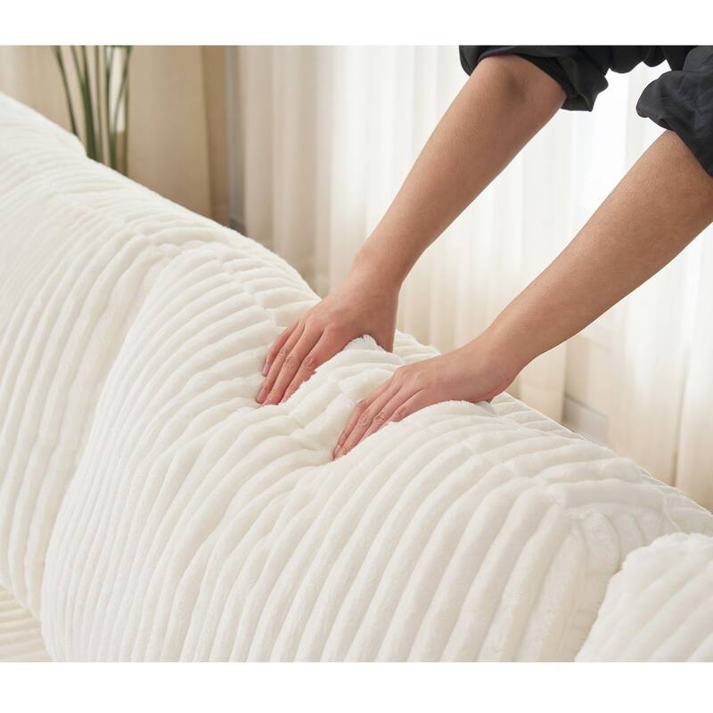 130" U-Shaped Corduroy Sectional Sofa with Cup Holders, No Assembly Required