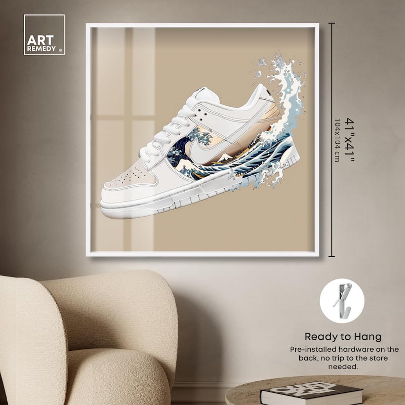 Great Wave Sneaker Splash Shadowbox by Art Remedy