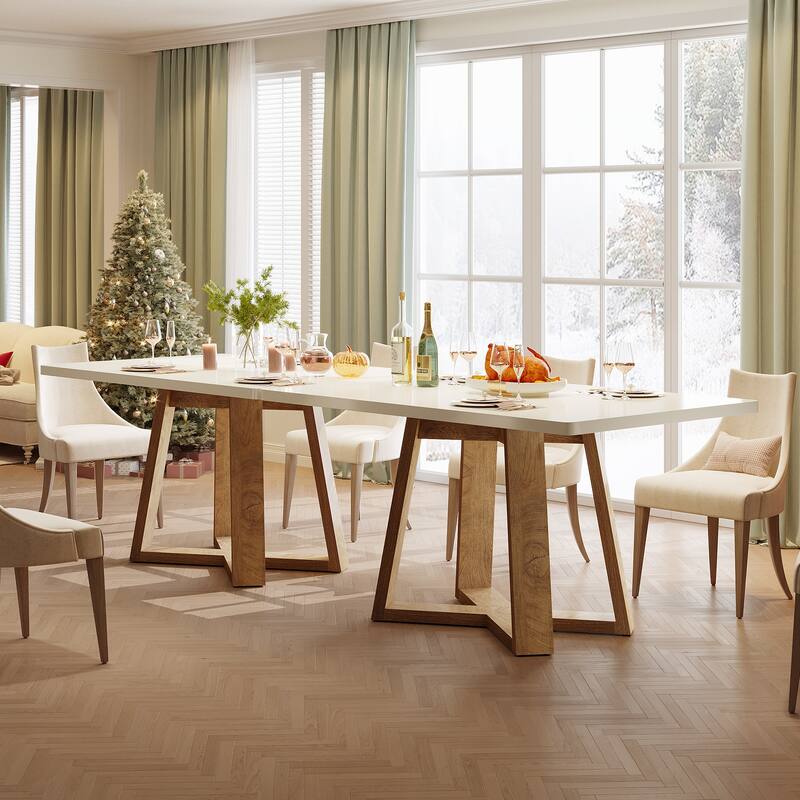 47-Inch Dining Table with Wooden Legs for 4 People
