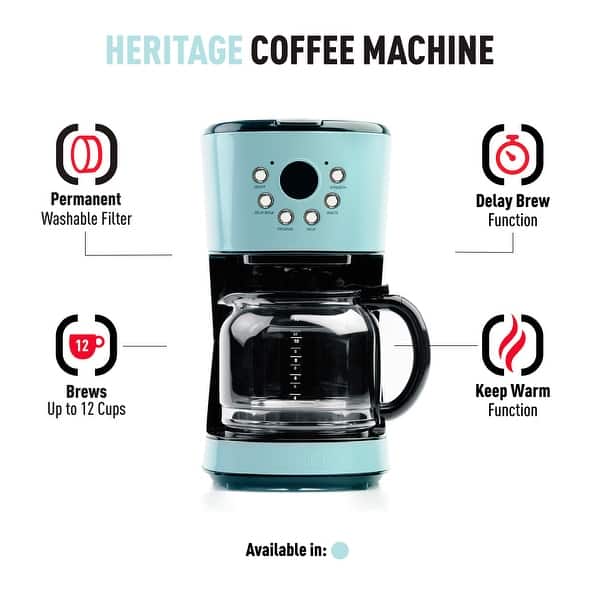 Haden Heritage 12 Cup Programmable Coffee Maker With Strength Control In Light Blue Turquoise Overstock 32051593