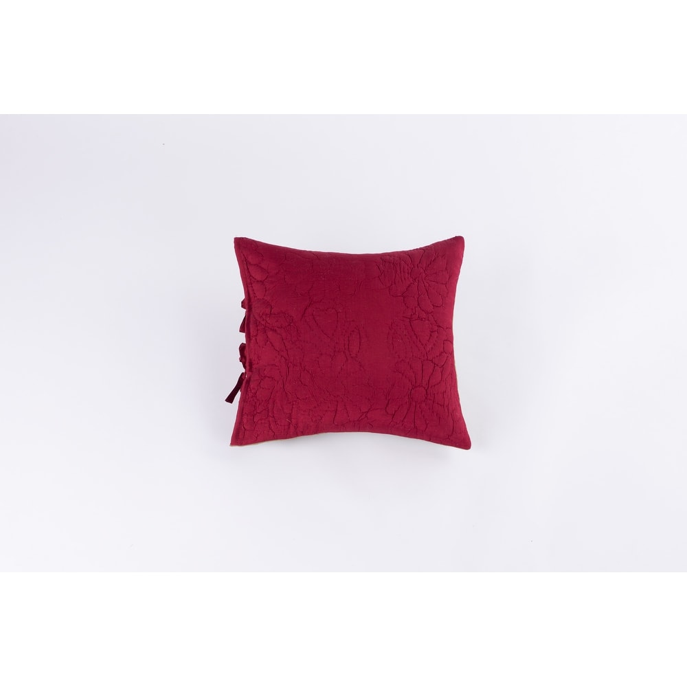 Cottage Home Red Floral Cotton Throw Pillow