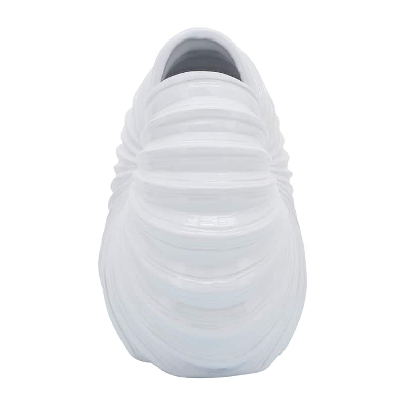 Sagebrook Home Ceramic Shell Vase, White Finish,Coastal Nautical