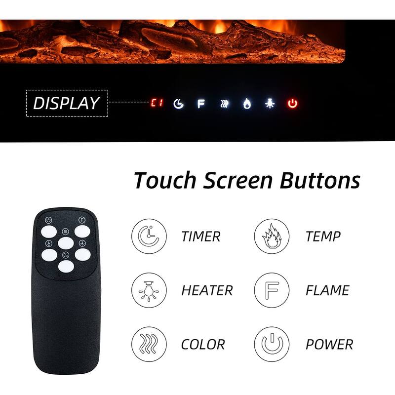 Electric Fireplace 12 Flame Color Wall Mounted