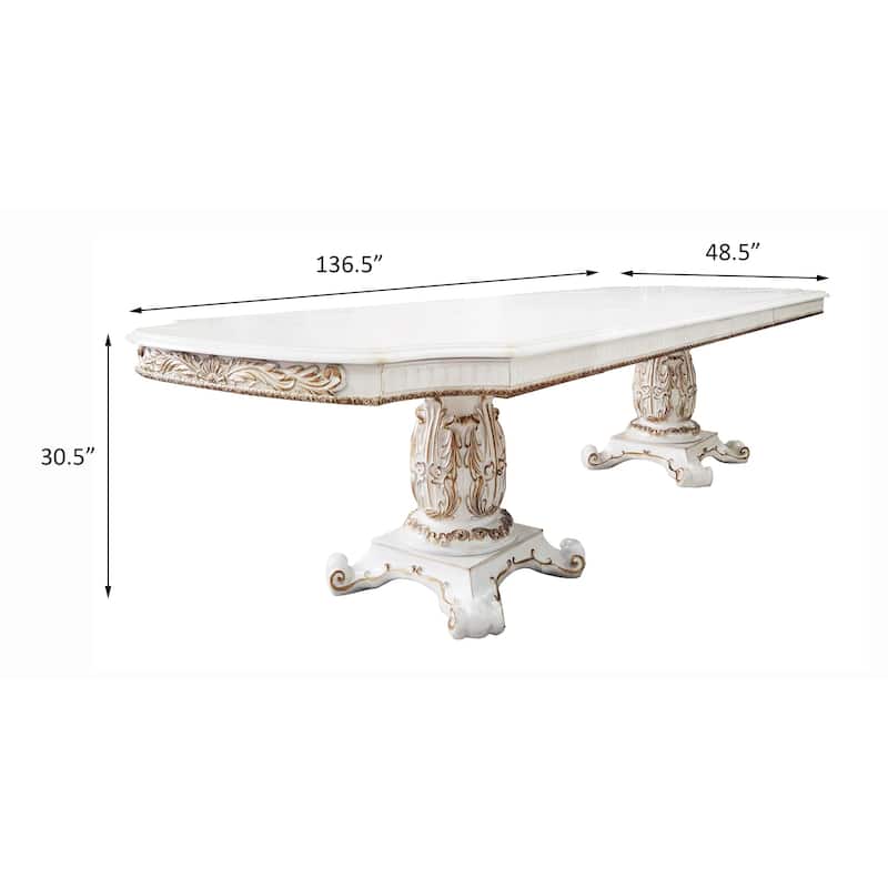 Casada Antique Pearl Dining Table with Double Pedestal