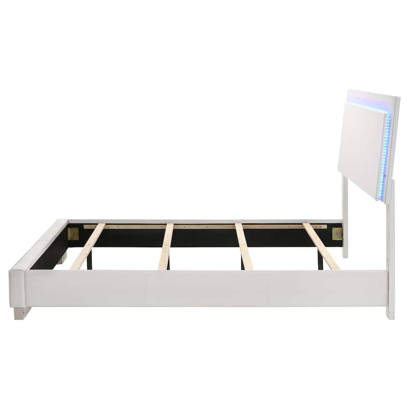 Felicity Wood LED Panel Bed White High Gloss