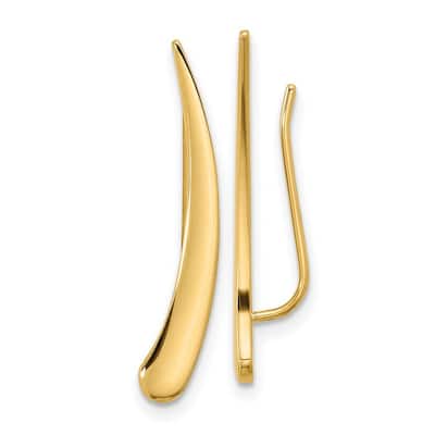 Curata 14k Gold Polished Pointed Ear Climber Earrings (3.8mmx28mm)