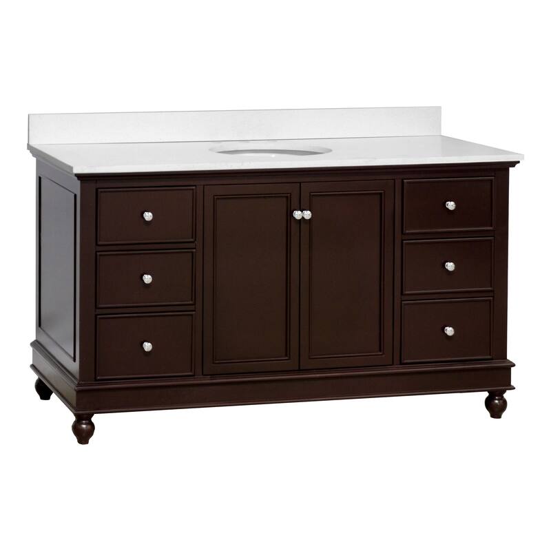 KitchenBathCollection Bella 60" Single Bathroom Vanity with Quartz Top
