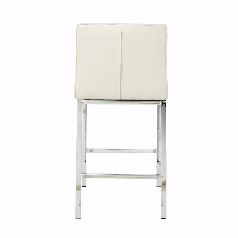 Modern High Stool with PU Seat and Metal Legs (Set of 2)