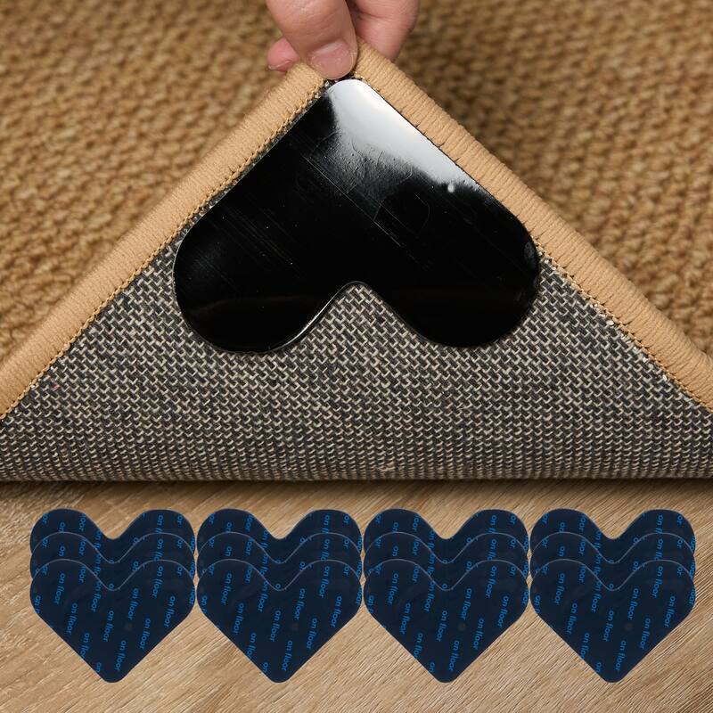Non Slip Rug Tape / Adhesive Heart-shape - Black - 3.74" x 2.95"