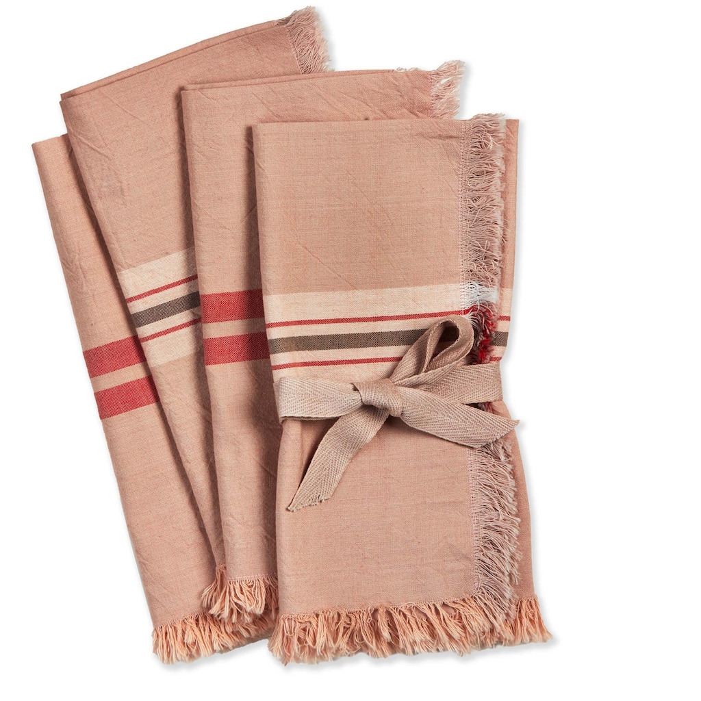Lavender & Honey Stripe Cotton Napkins - Blush Kitchen Textiles for Spring/Summer, Machine Washable, 20" x 20"