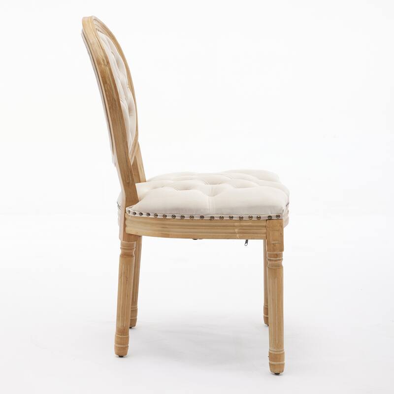 French Style Velvet Dining Chairs Set of 2, Dining Chair with Solid Wood Frame/Nailhead Trim