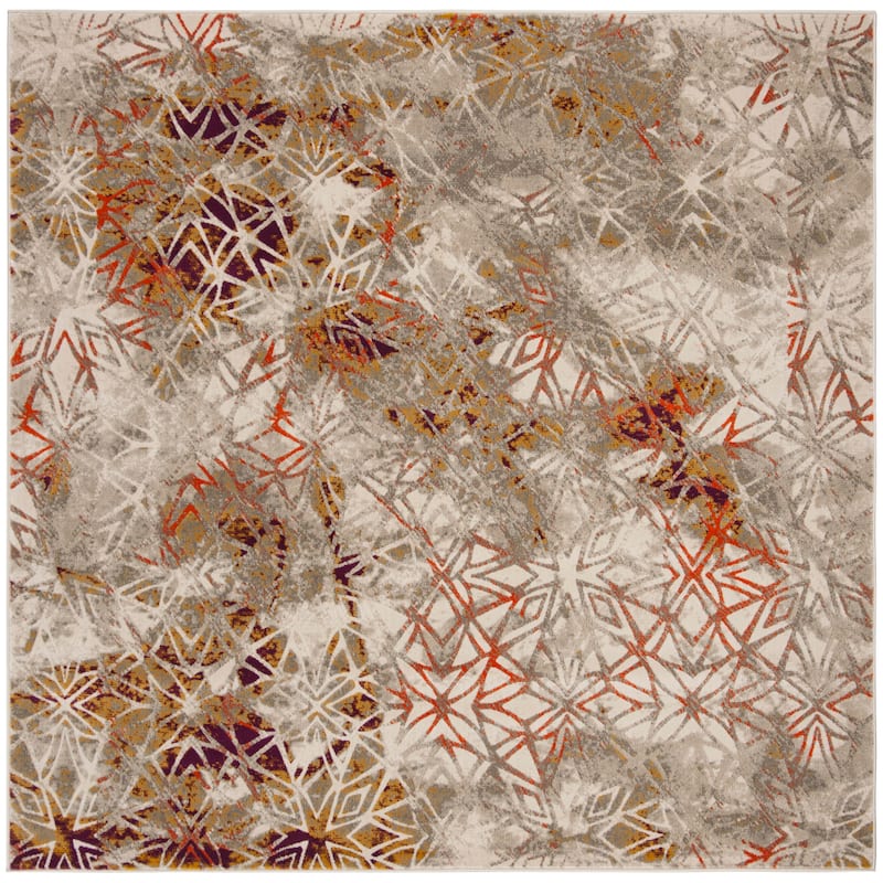 SAFAVIEH Porcello Joellyn Modern Rug - 6'7" Square - Grey/Purple