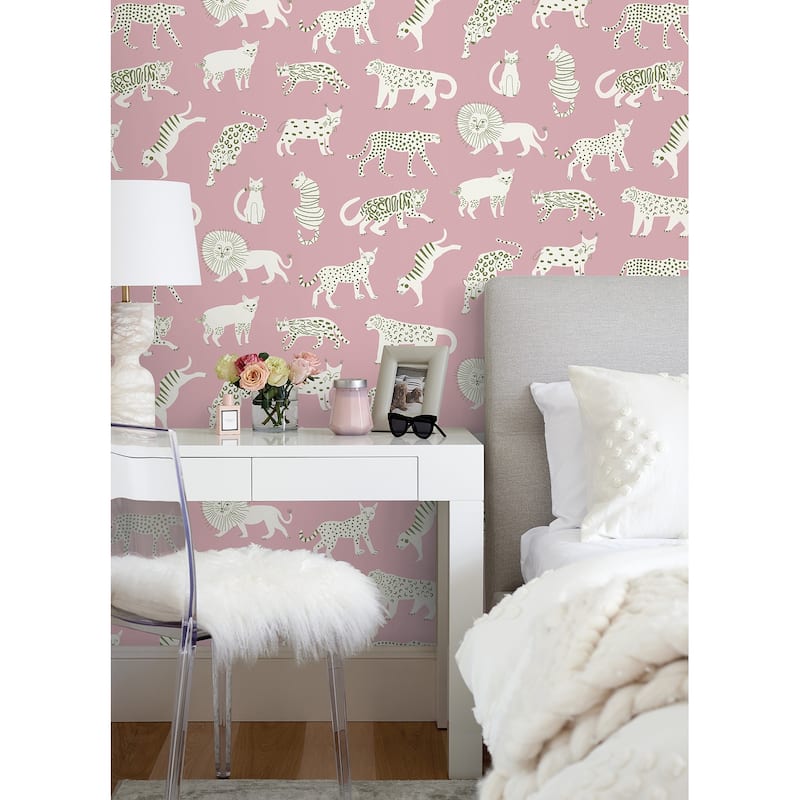 Leah Duncan Pink Kitty Kitty Peel & Stick Wallpaper