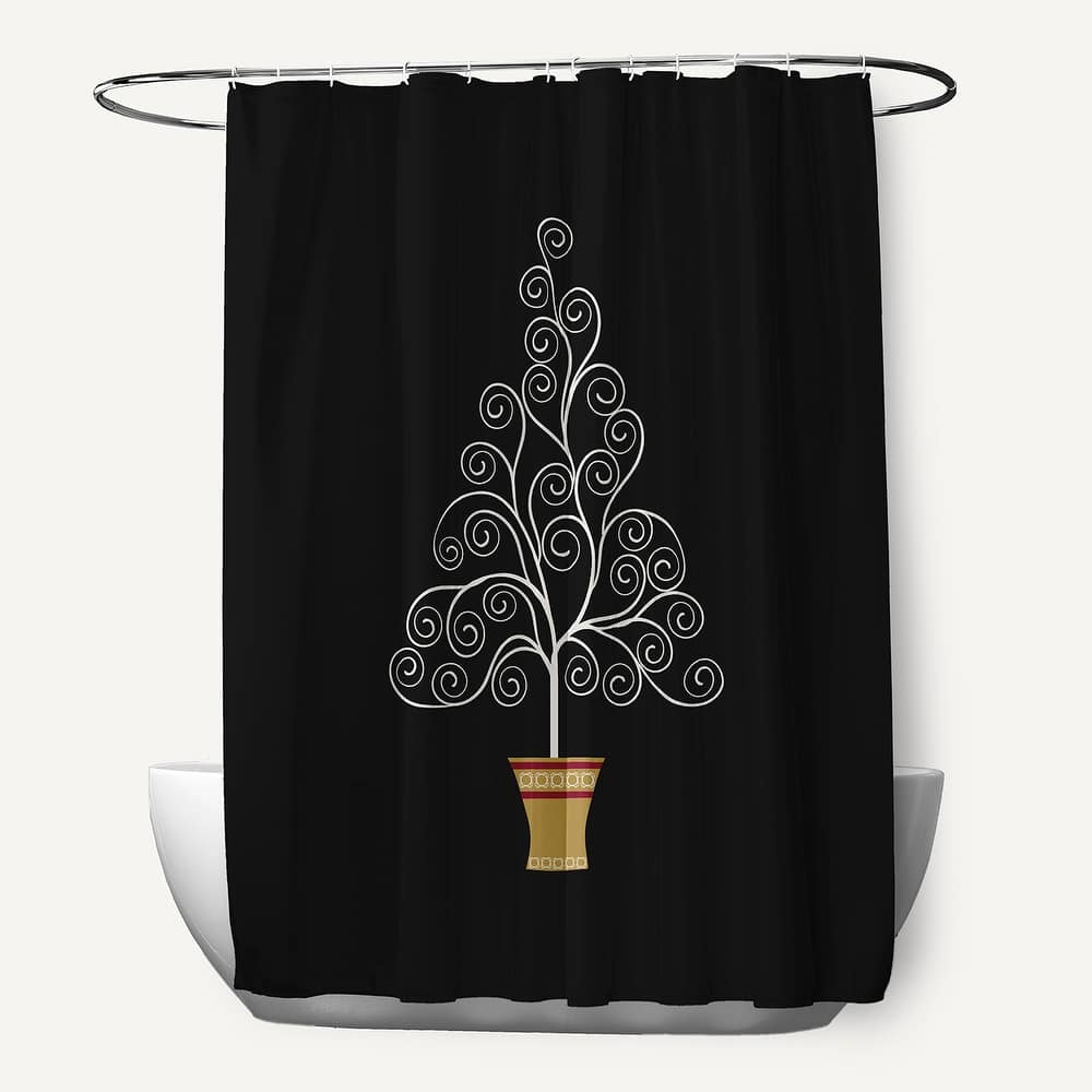 Filigree Tree Holiday Print Shower Curtain