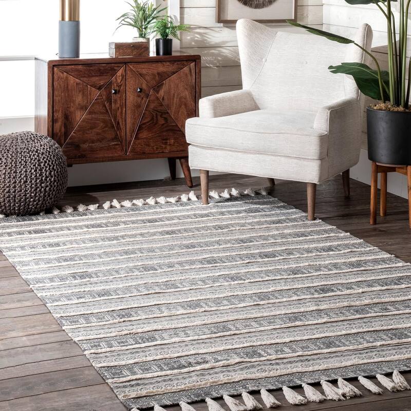 Nuloom Rasmus Greek Frieze Stripes Area Rug - 5' x 8' - Grey - Rectangle