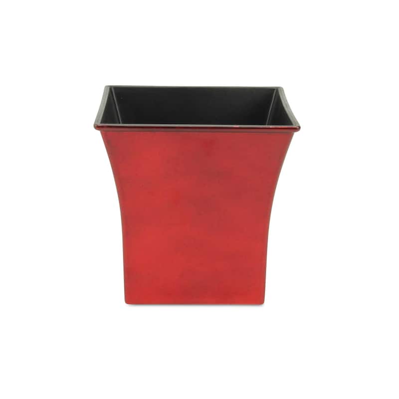 HomeRoots 7" Red Recycled Plastic Indoor Outdoor Square Pot Planter