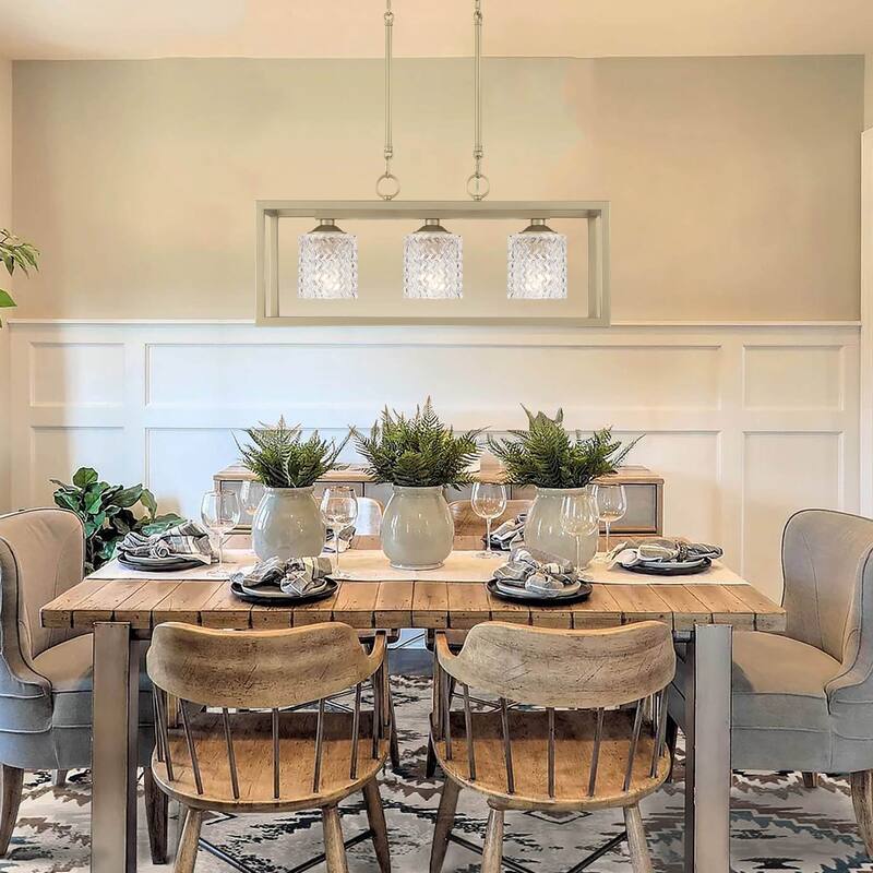 Moulins 3-ight Linear Modern Farmhouse Rectangle Chandelier with UL Certified - 25in