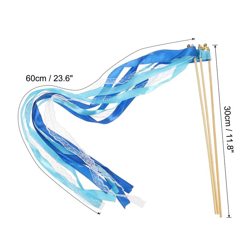 25Pcs Lace Silk Ribbon Fairy Sticks Wands for Wedding Party