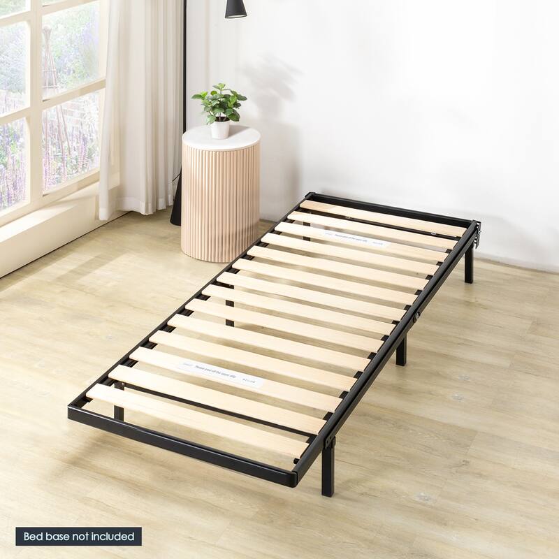 1.6 Inch Metal Bunkie Board with Wood Slats by Crown Comfort - Twin