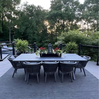 PURPLE LEAF 7-11 Patio Dining Set, Aluminum Frame Table, Wicker Chairs