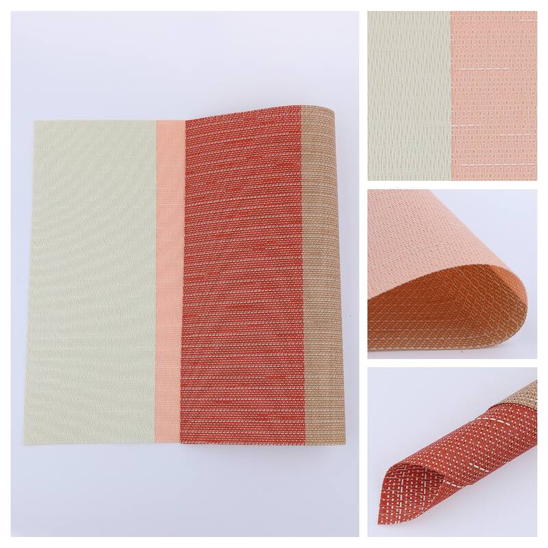 8 Packs Placemats PVC Placemats for Dining Table Decor Indoor Outdoor Kitchen Table Mat Wipe Clean - 18*12in - Orange