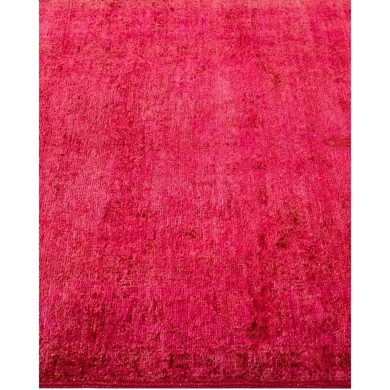 Overton Hand Knotted Wool Vintage Inspired Modern Contemporary Overdyed Pink Runner Rug - 3' 2" x 15' 6"