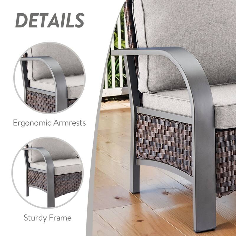 Gymojoy Industrial Style Premium Outdoor 3-Seat Rattan Sofa