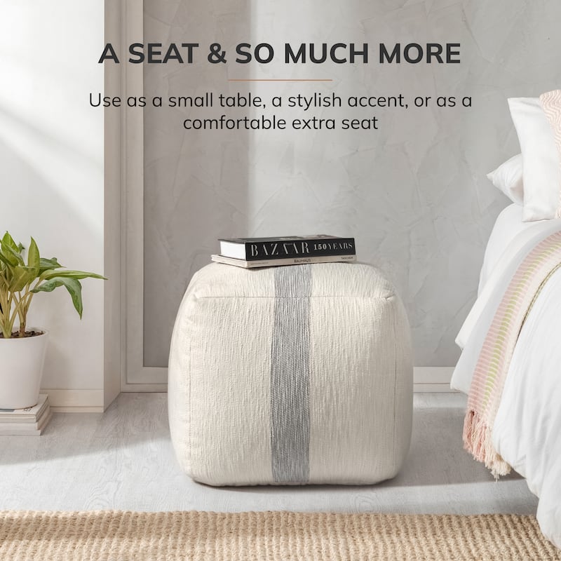 Jani 20-inch Ottoman Pouf - Handcrafted Handmade Ottoman for Seating, Footrest, Home Decor for Living Room, Bedroom