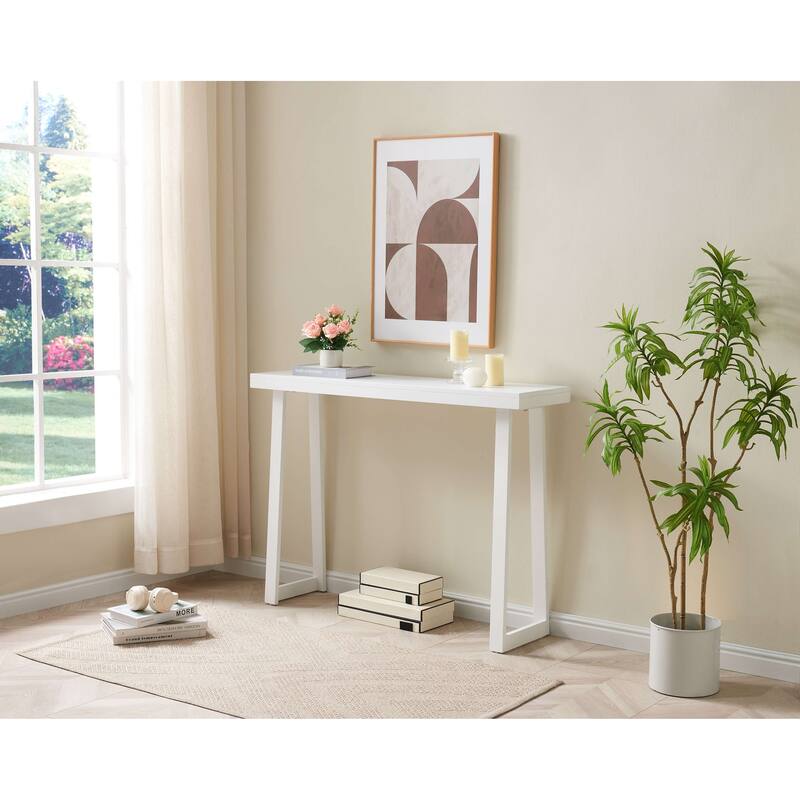 Claude Collection Wood 44" Modern Console Table with Shelf - White