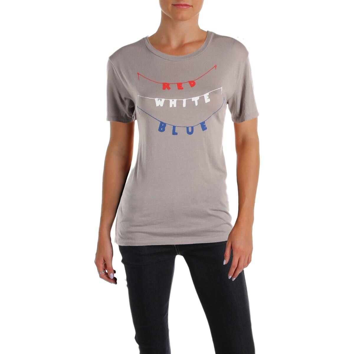 Shop Michelle By Comune Womens Red White Blue Graphic T Shirt Sheer Crewneck Free Shipping On Orders Over 45 Overstock 23483045