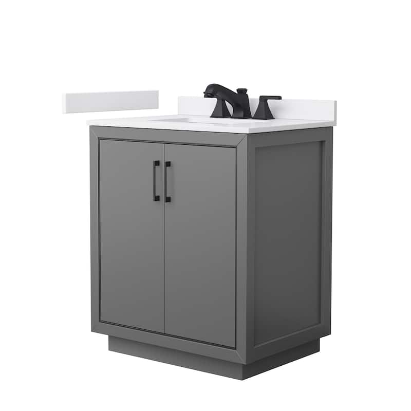Wyndham Collection WCF1111-30S-VCA-US3MXX Icon 30" Free Standing - Dark Gray / White Cultured Marble Top / Matte