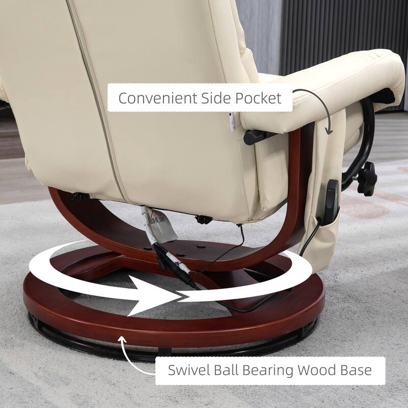 HOMCOM Recliner Chair with Ottoman, Electric Faux Leather Recliner