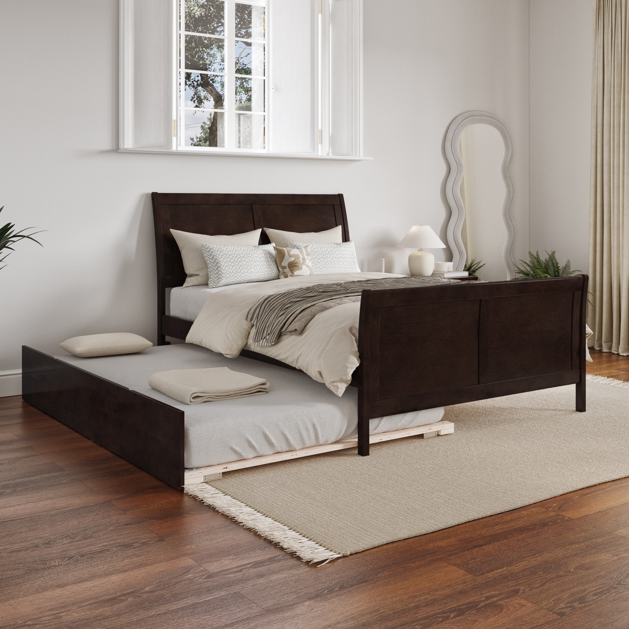 Portland Full Size Platform Bed with Matching Footboard & Full Trundle