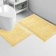 preview thumbnail 1 of 2, 2 Piece Set Yellow Soft Cozy Plush Chenille Bath Mat Bathroom Rug Yellow - 30"x20" + 20"x20"
