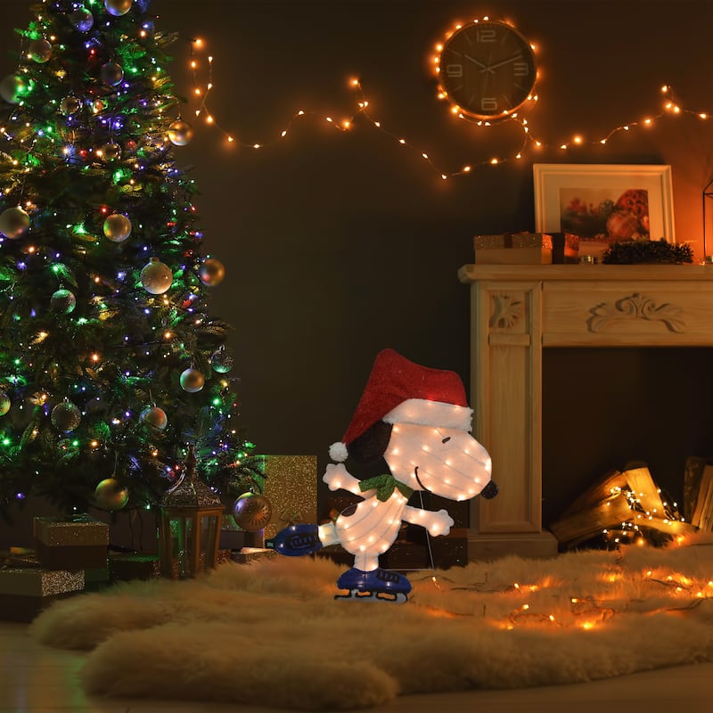 32" Peanuts LED L2D PreLit Yard Decor Sport Snoopy Skating