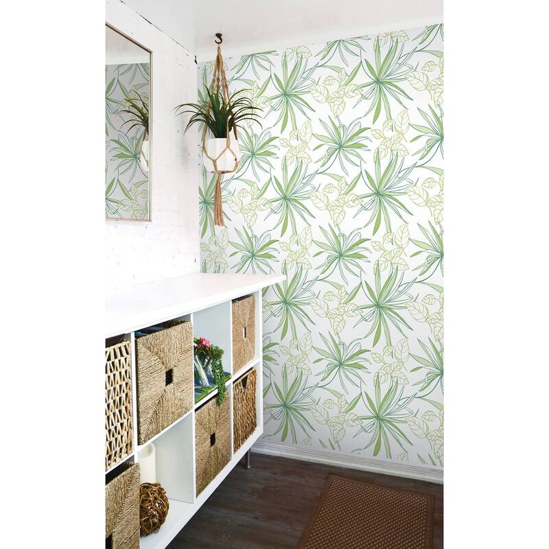 NextWall Spider Plants Peel and Stick Removable Wallpaper