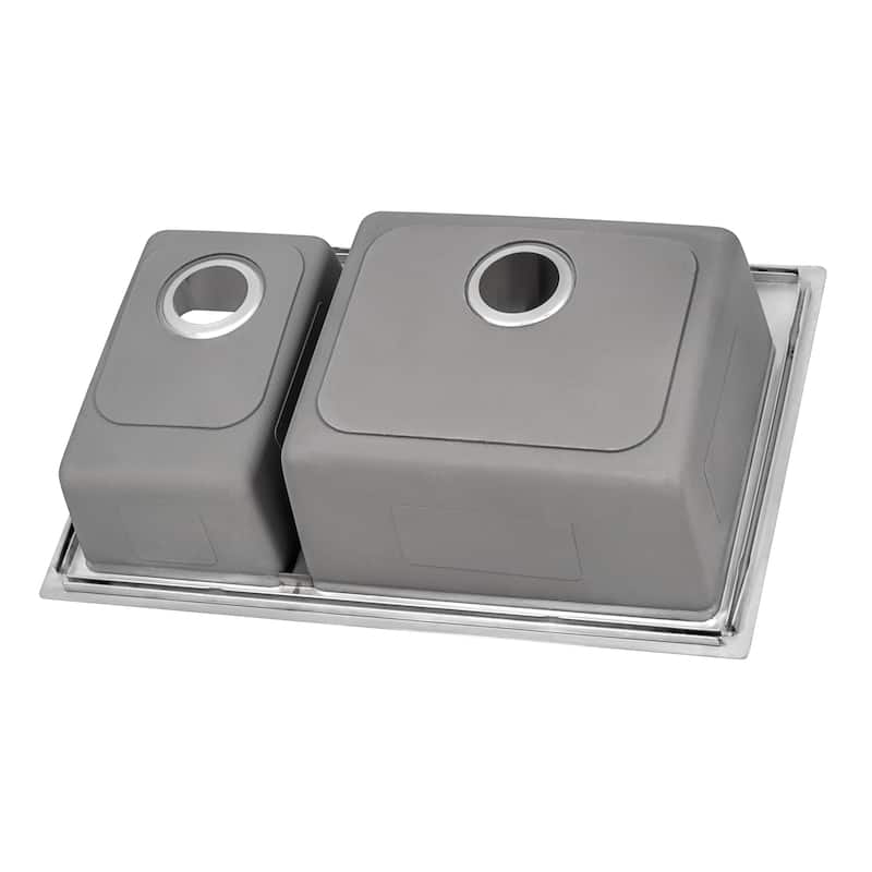 Ruvati 33 x 22 inch Drop-in Topmount Kitchen Sink 16 Gauge Stainless Steel 70/30 Double Bowl - RVM5173 - 8' x 11'