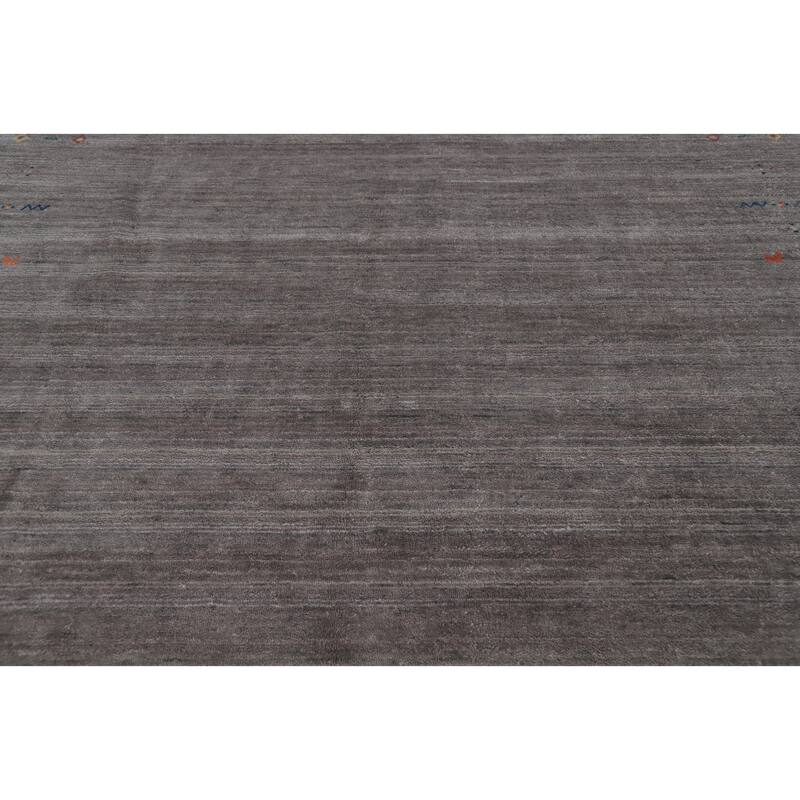 Hand Knotted Oriental 100% Wool Carpet Tribal Tribal Greys & Charcoal Gabbeh Area Rug - 9' 11'' X 8' 2''