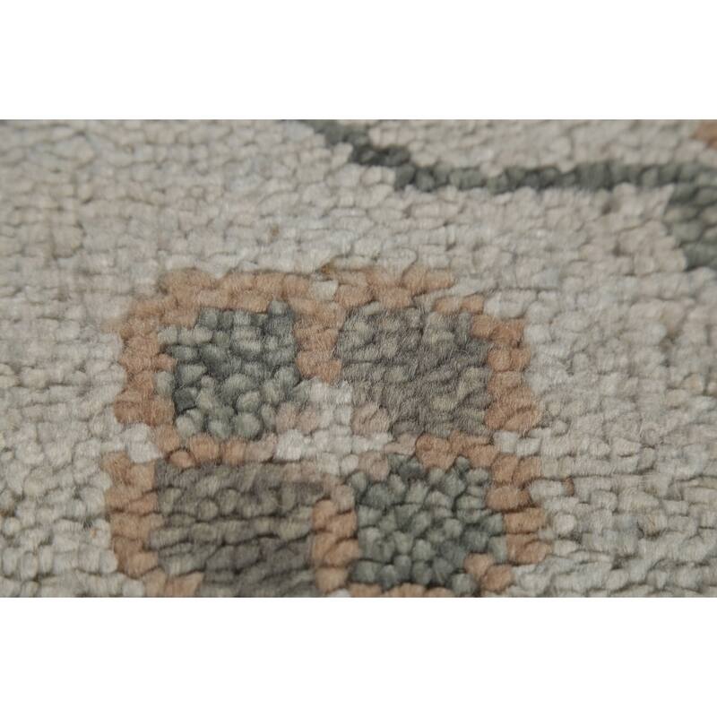 Geometric Heriz Serapi Indian Area Rug Handmade Grey Wool Carpet - 8'11" x 11'10"